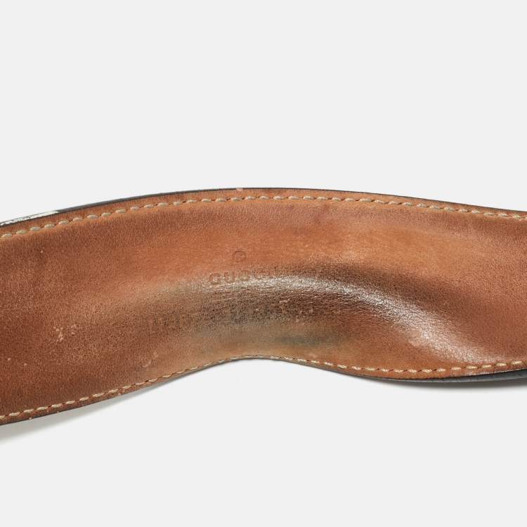 Pre Owned Gucci Interlocking G 95 CM Buckle Belt Beige/Brown GG Canvas and Leather