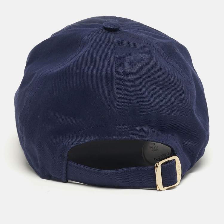 Pre Owned Gucci Navy Blue Logo Embroidered Cotton Baseball Cap M/58 cm