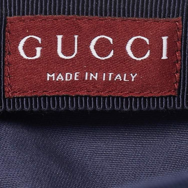 Pre Owned Gucci Navy Blue Logo Embroidered Cotton Baseball Cap M/58 cm