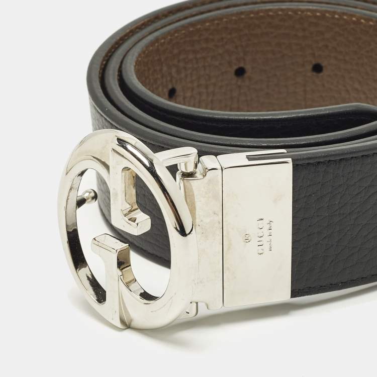 مملوكة مسبقًا Gucci Interlocking G 85CM Reversible Belt Black/Brown Leather