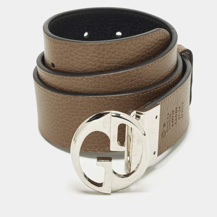 مملوكة مسبقًا Gucci Interlocking G 85CM Reversible Belt Black/Brown Leather