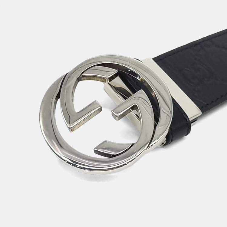 Pre Owned Gucci Black Brown Leather Sima Line Reversible Belt