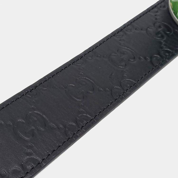 Pre Owned Gucci Black Brown Leather Sima Line Reversible Belt
