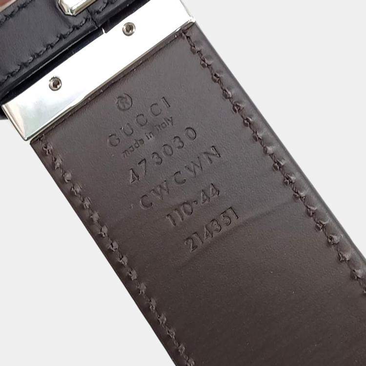 Pre Owned Gucci Black Brown Leather Sima Line Reversible Belt