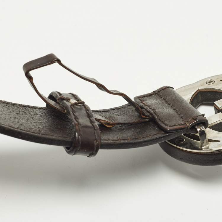 Pre Owned Gucci Interlocking G 85CM Belt Dark Brown Leather