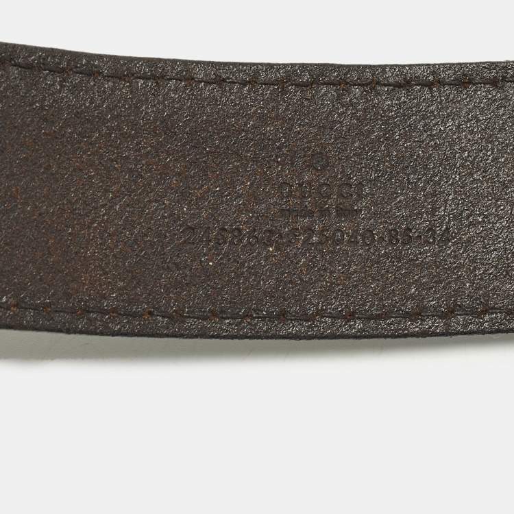 Pre Owned Gucci Interlocking G 85CM Belt Dark Brown Leather