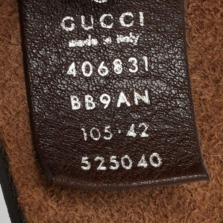 Pre Owned Gucci Studded GG Buckle 105 CM Brown Leather