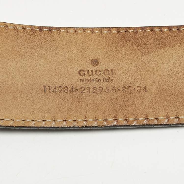 Pre Owned Gucci Interlocking G 85 CM Buckle Belt Brown Guccissima Leather