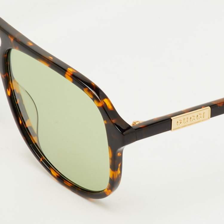 Pre Owned Gucci Tortoise Brown GG1156S Aviator Sunglasses