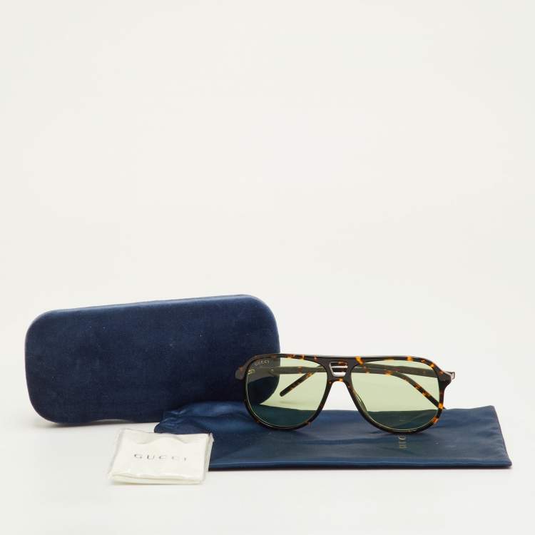 Pre Owned Gucci Tortoise Brown GG1156S Aviator Sunglasses