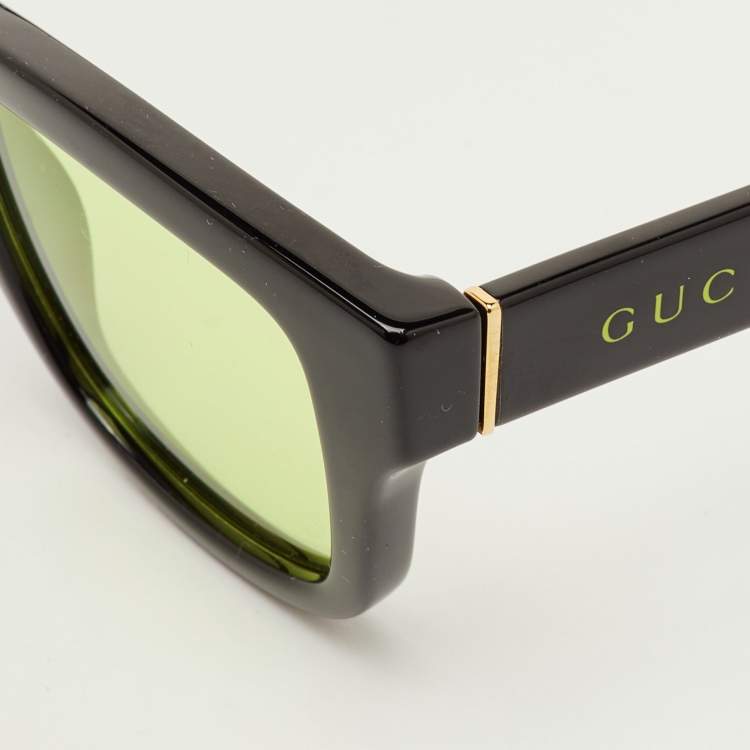 Pre Owned Gucci Black/Yellow GG1135S Frame Square Sunglasses