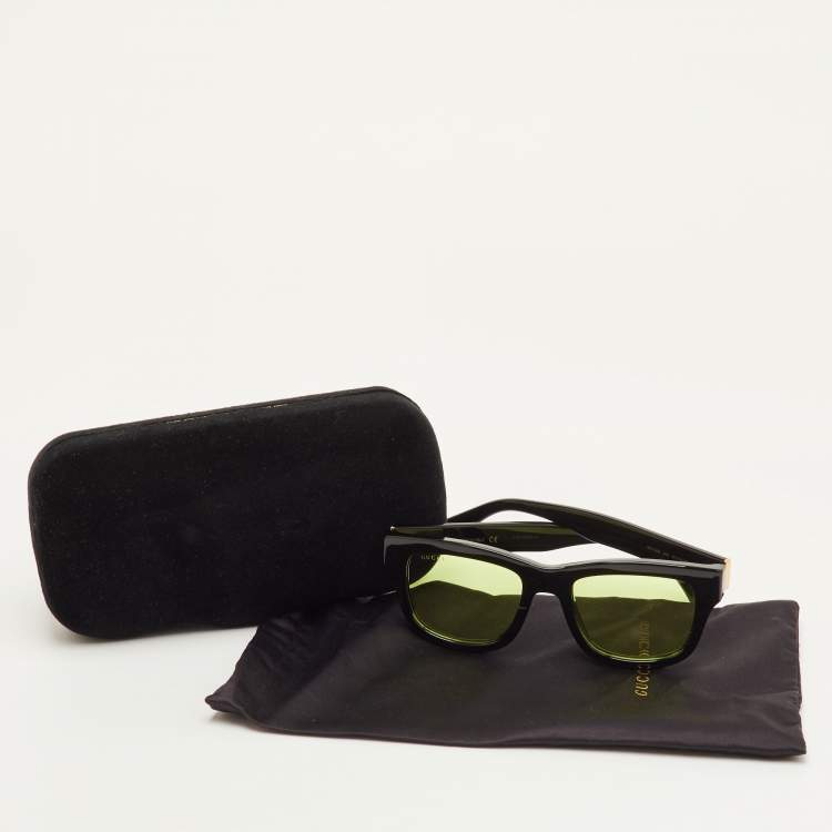 Pre Owned Gucci Black/Yellow GG1135S Frame Square Sunglasses