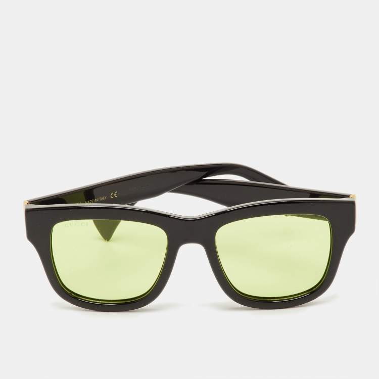 Pre Owned Gucci Black/Yellow GG1135S Frame Square Sunglasses
