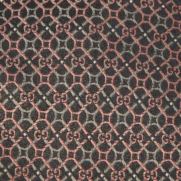Pre Owned Gucci Black GG Jacquard Silk Tie 