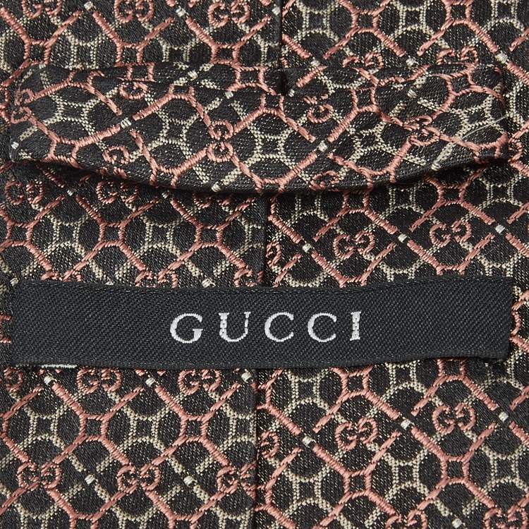 Pre Owned Gucci Black GG Jacquard Silk Tie 