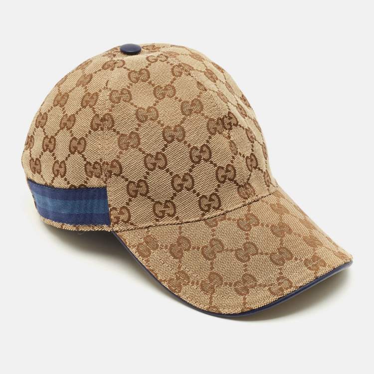 مملوكة مسبقًا Gucci Beige Original GG Canvas Web Detail Baseball Cap S