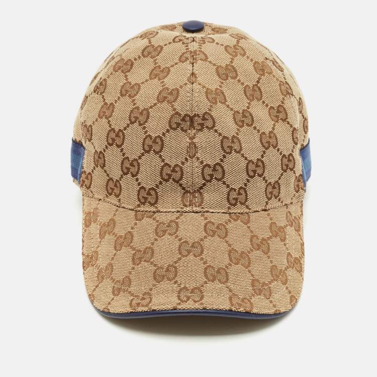 مملوكة مسبقًا Gucci Beige Original GG Canvas Web Detail Baseball Cap S
