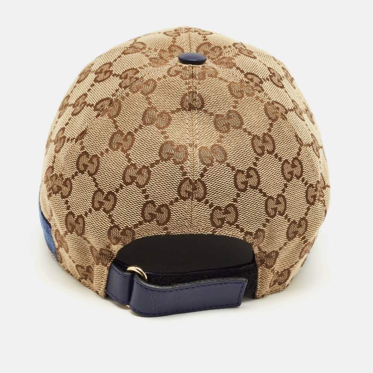 مملوكة مسبقًا Gucci Beige Original GG Canvas Web Detail Baseball Cap S