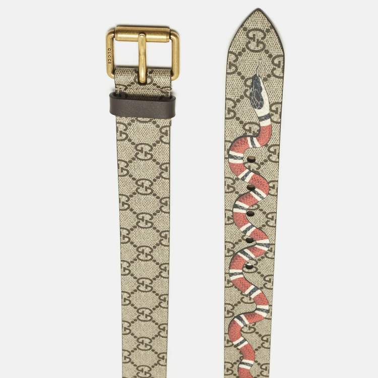 مملوكة مسبقًا Gucci 100 CM Buckle Belt GG Supreme Kingsnake Print Canvas