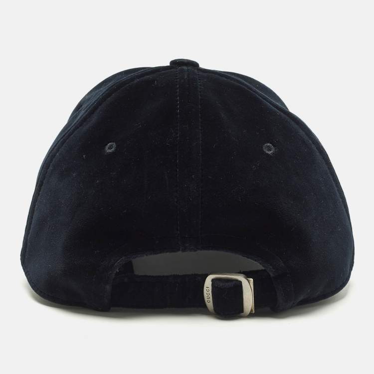 Pre Owned Gucci X MLB Navy Blue LA Embroidered Velvet Baseball Cap 57-61 cm