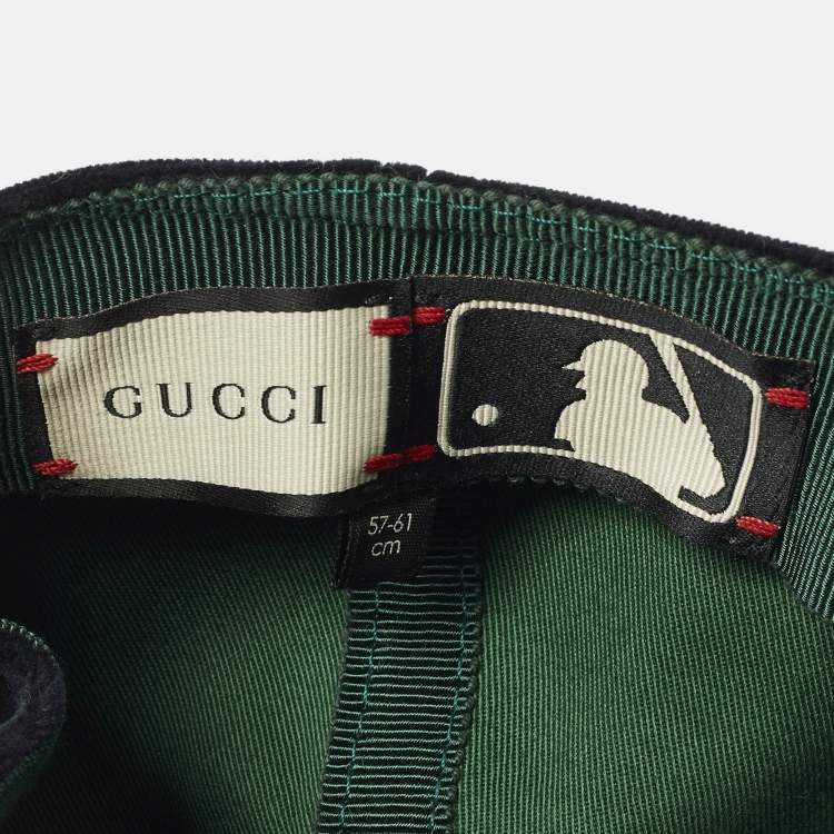 Pre Owned Gucci X MLB Navy Blue LA Embroidered Velvet Baseball Cap 57-61 cm