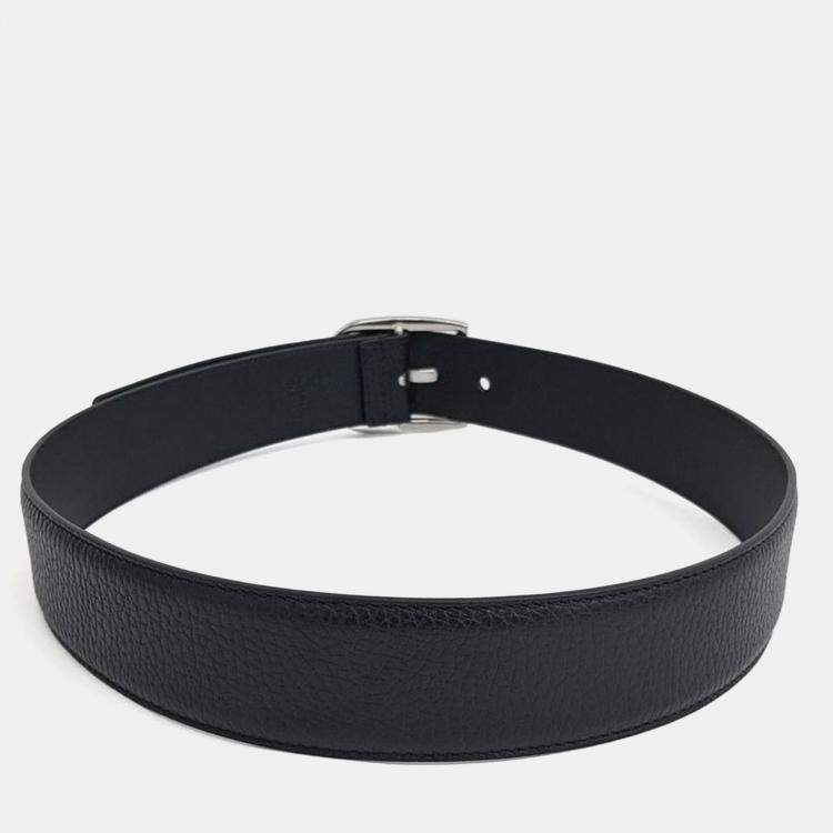 Pre Owned Gucci Micro Cimaline Black Leather Belt