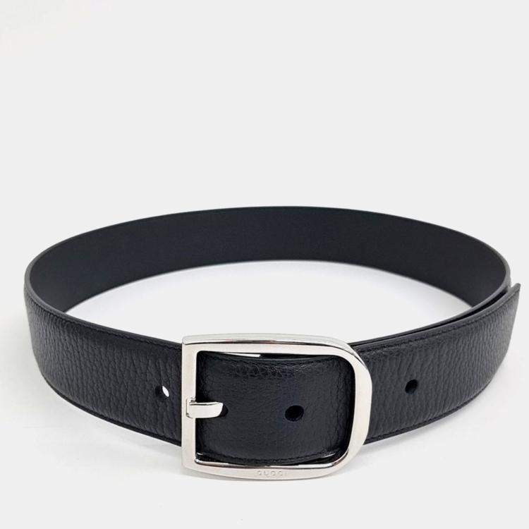 Pre Owned Gucci Micro Cimaline Black Leather Belt