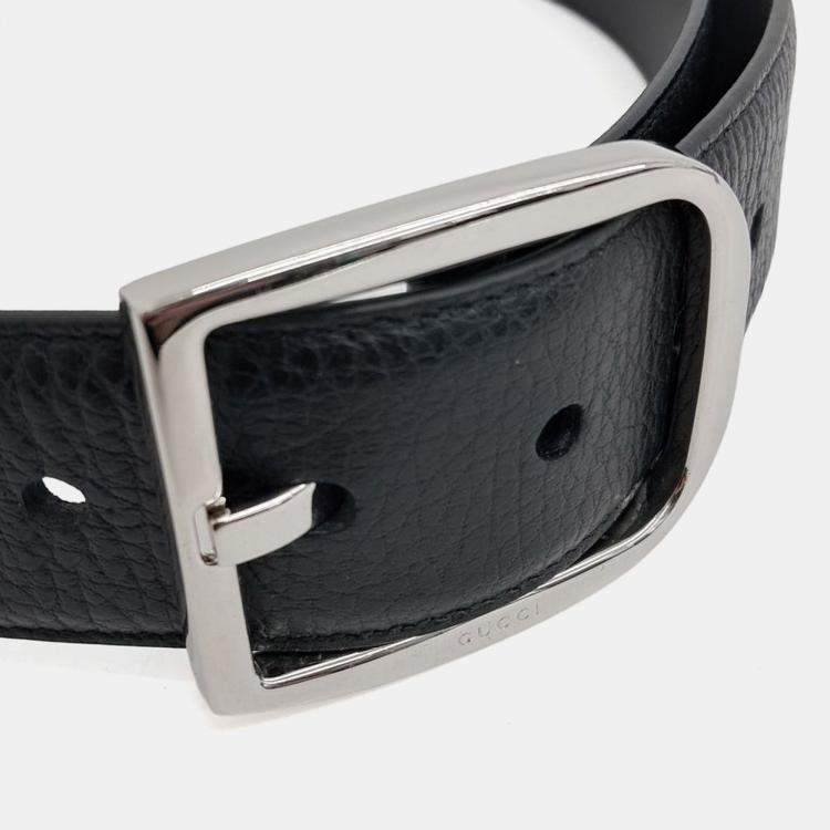 Pre Owned Gucci Micro Cimaline Black Leather Belt