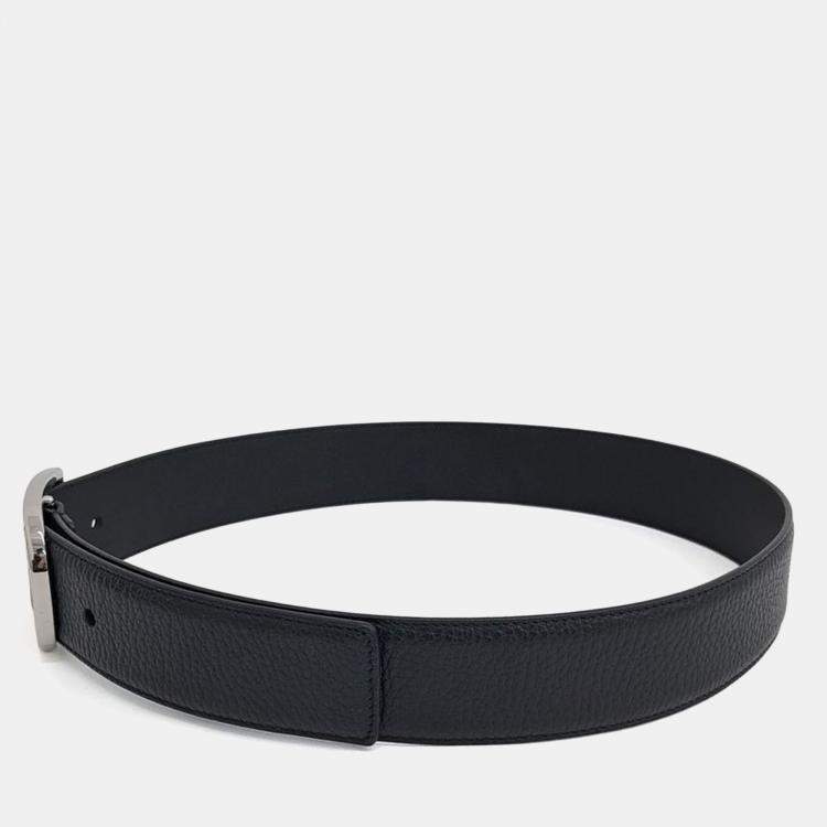 Pre Owned Gucci Micro Cimaline Black Leather Belt