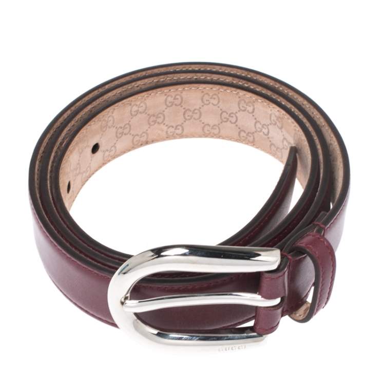 مملوكة مسبقًا Gucci Maroon Leather Belt 100CM
