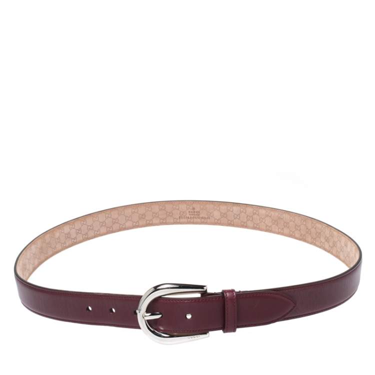 مملوكة مسبقًا Gucci Maroon Leather Belt 100CM