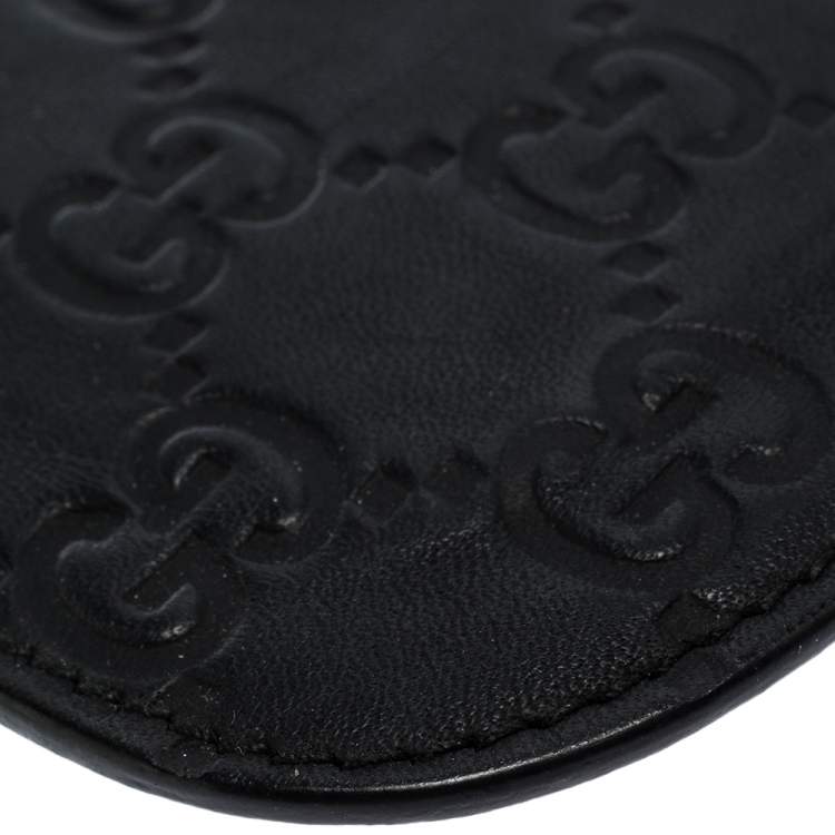 Pre Owned Gucci Black Guccissima Leather Web Phone Case