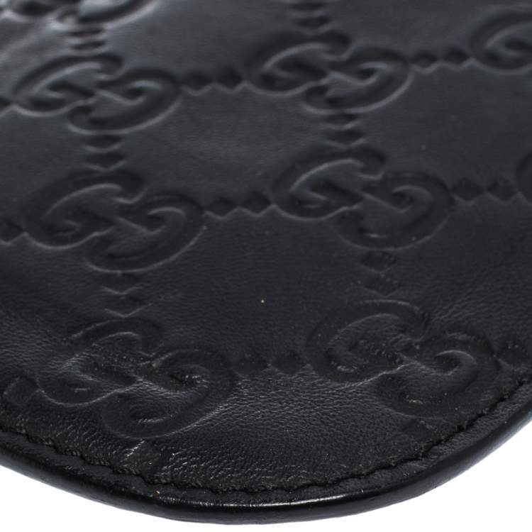Pre Owned Gucci Black Guccissima Leather Web Phone Case