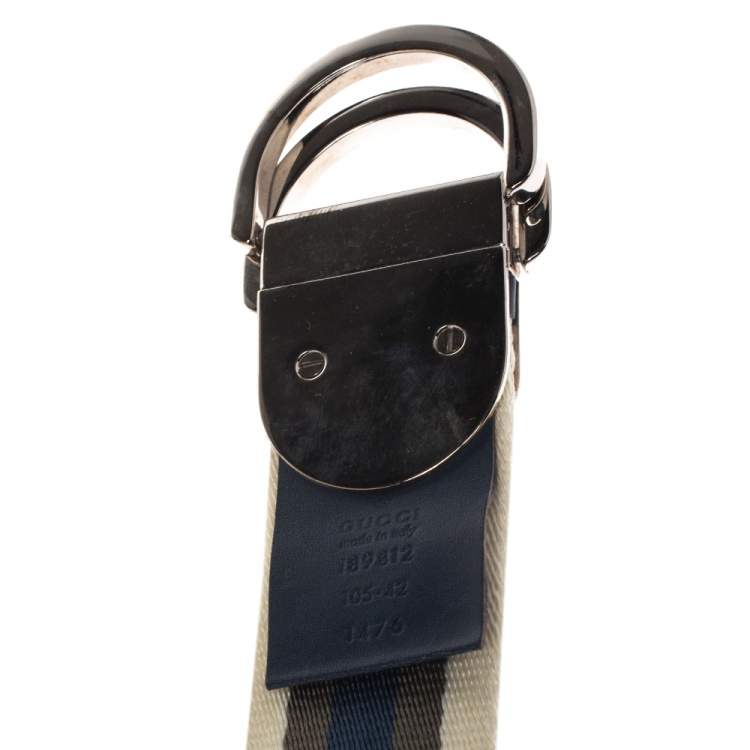 Pre Owned Gucci Tricolor Fabric Web Belt 105CM