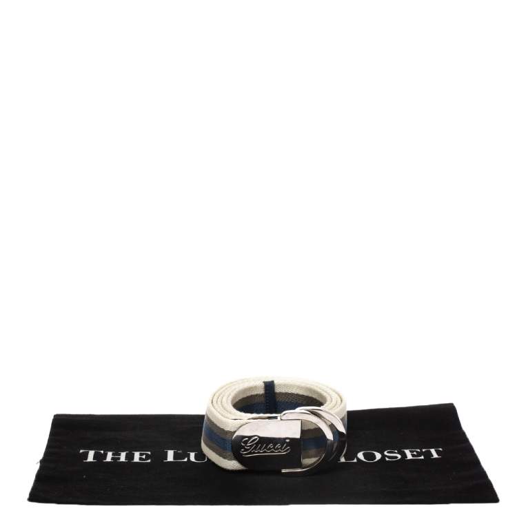 Pre Owned Gucci Tricolor Fabric Web Belt 105CM