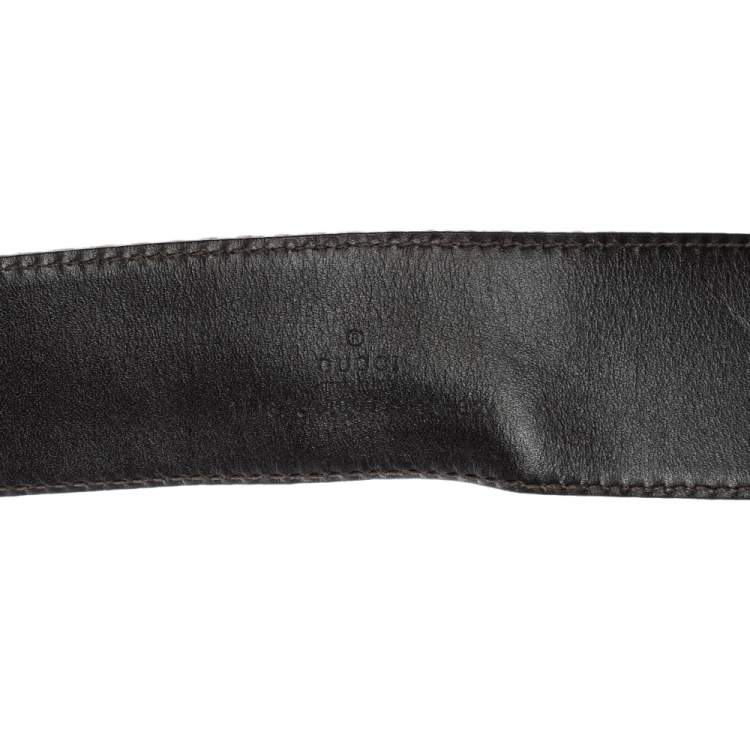 Pre Owned Gucci Red Web Canvas and Leather Interlocking GG Buckle Belt 80CM