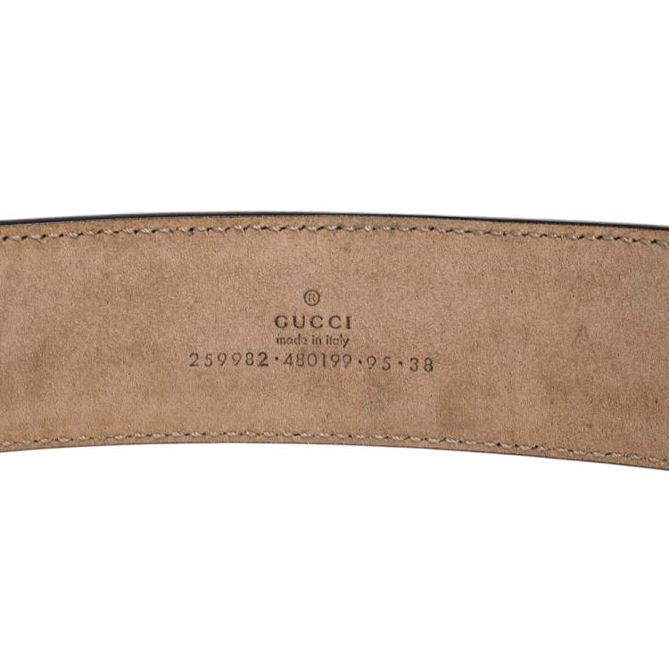 Pre Owned Gucci Beige/Brown GG Canvas and Leather GG Plus Belt 95CM