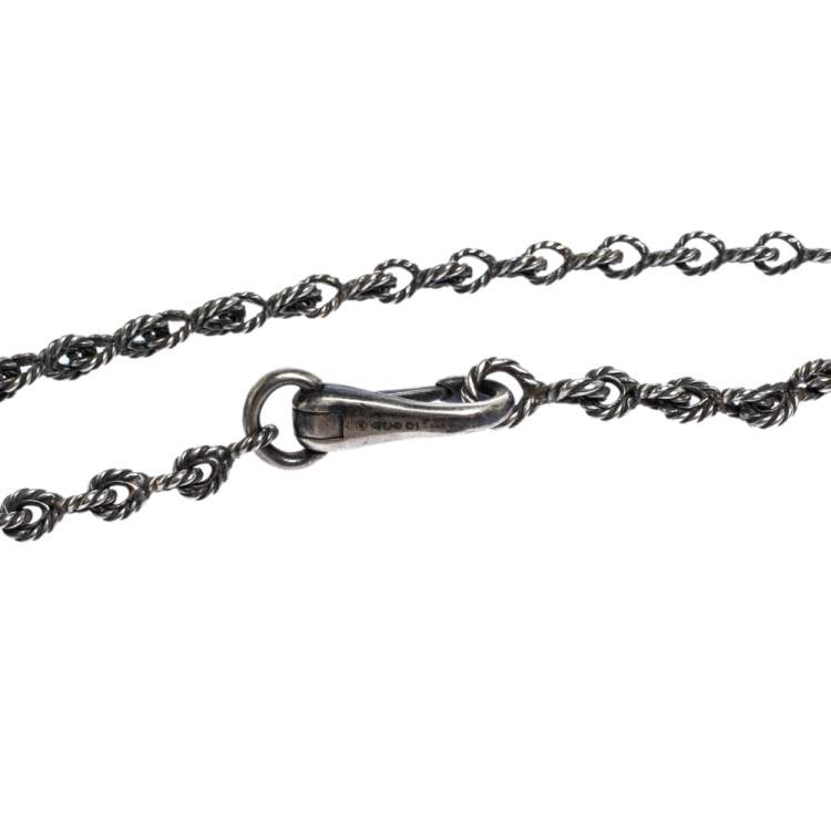 Pre Owned Gucci G Horse Head Motif Silver Pendant Necklace