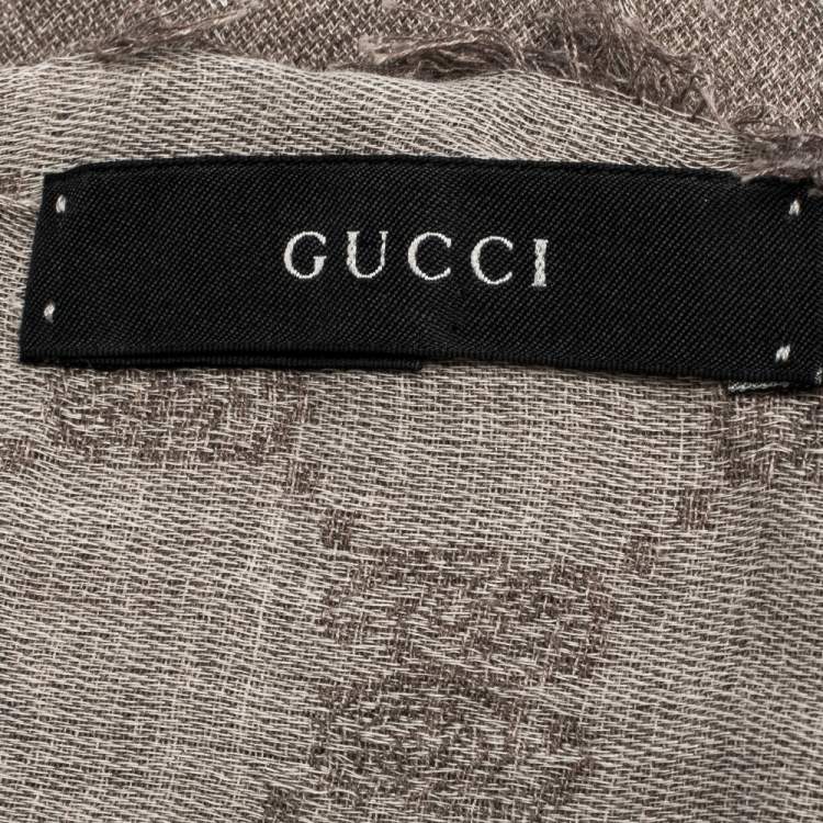 Pre Owned Gucci Brown GG Guccissima Monogram Cotton Scarf 