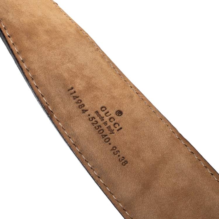 Pre Owned Gucci Black Guccissima Leather Interlocking G Buckle Belt 95CM