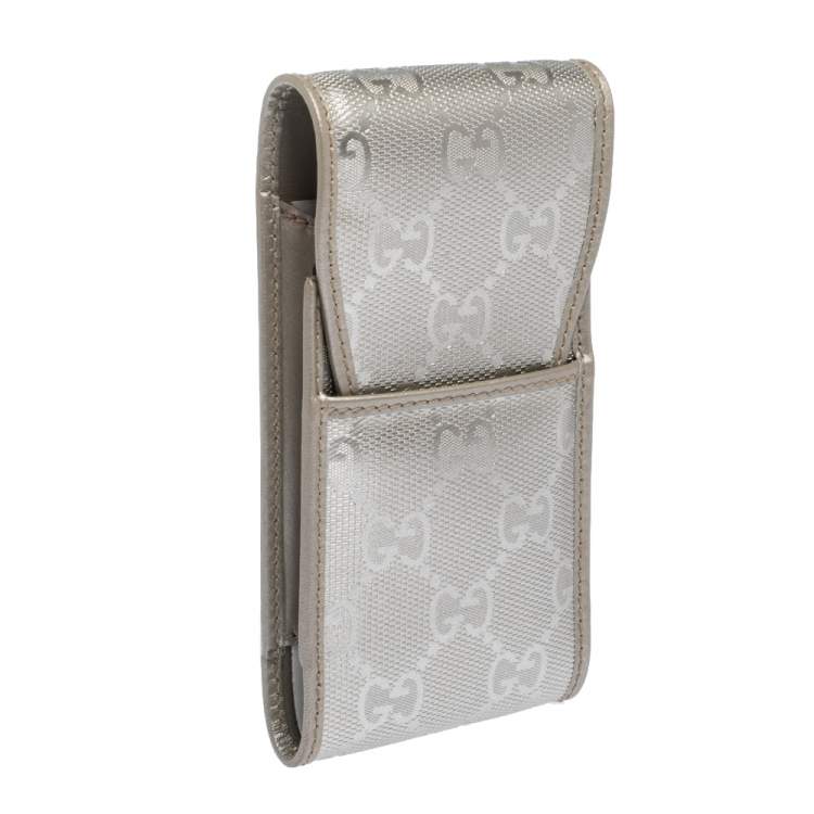Pre Owned Gucci Silver GG Imprime Canvas Cigarette Case