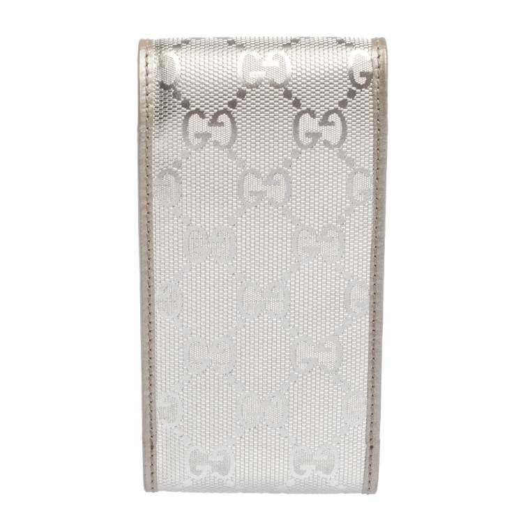 Pre Owned Gucci Silver GG Imprime Canvas Cigarette Case