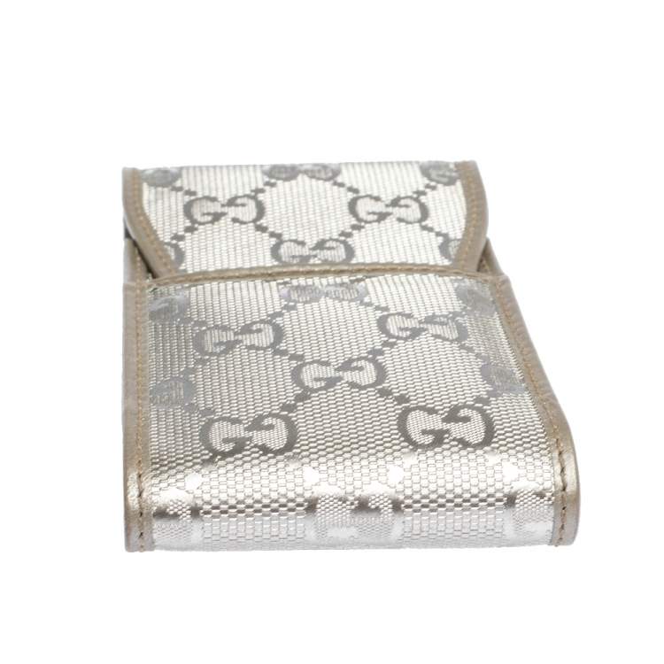 Pre Owned Gucci Silver GG Imprime Canvas Cigarette Case