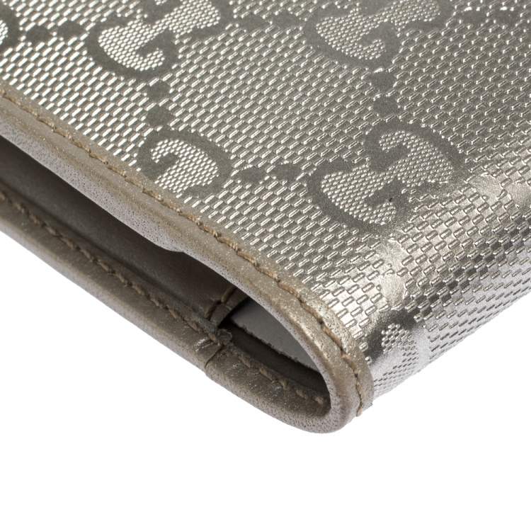 Pre Owned Gucci Silver GG Imprime Canvas Cigarette Case