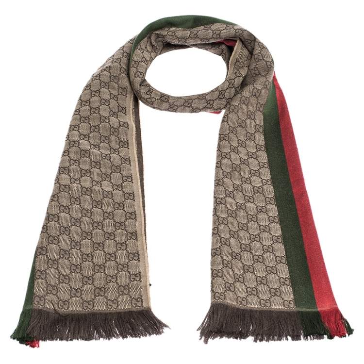 gg jacquard knitted scarf with web