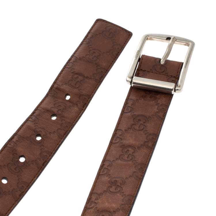 Pre Owned Gucci Brown Guccissima Leather Buckle Belt 90CM
