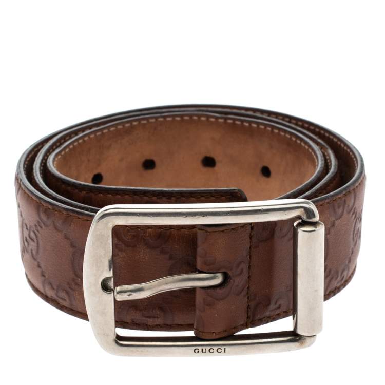 Pre Owned Gucci Brown Guccissima Leather Buckle Belt 90CM