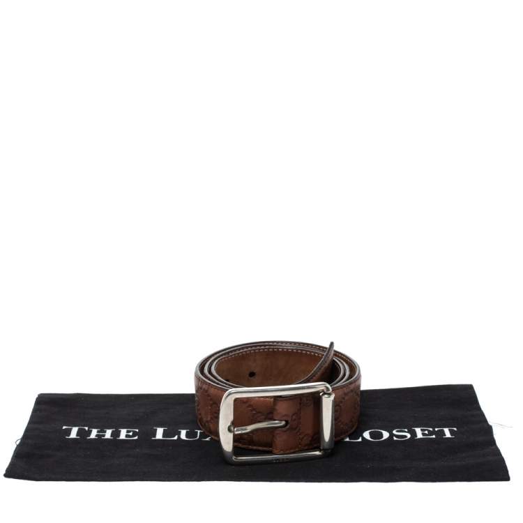 Pre Owned Gucci Brown Guccissima Leather Buckle Belt 90CM