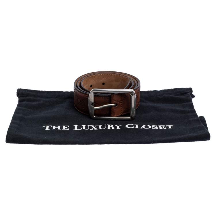 Pre Owned Gucci Brown Guccissima Leather Buckle Belt 85CM