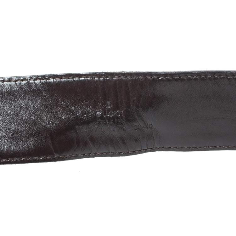 Pre Owned Gucci Beige/Brown GG Canvas and Leather Interlocking G Buckle Belt 100CM